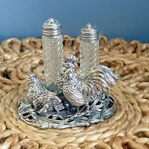 Archer Court Rooster & Hen Salt and Pepper Shakers – Silverplate French Country